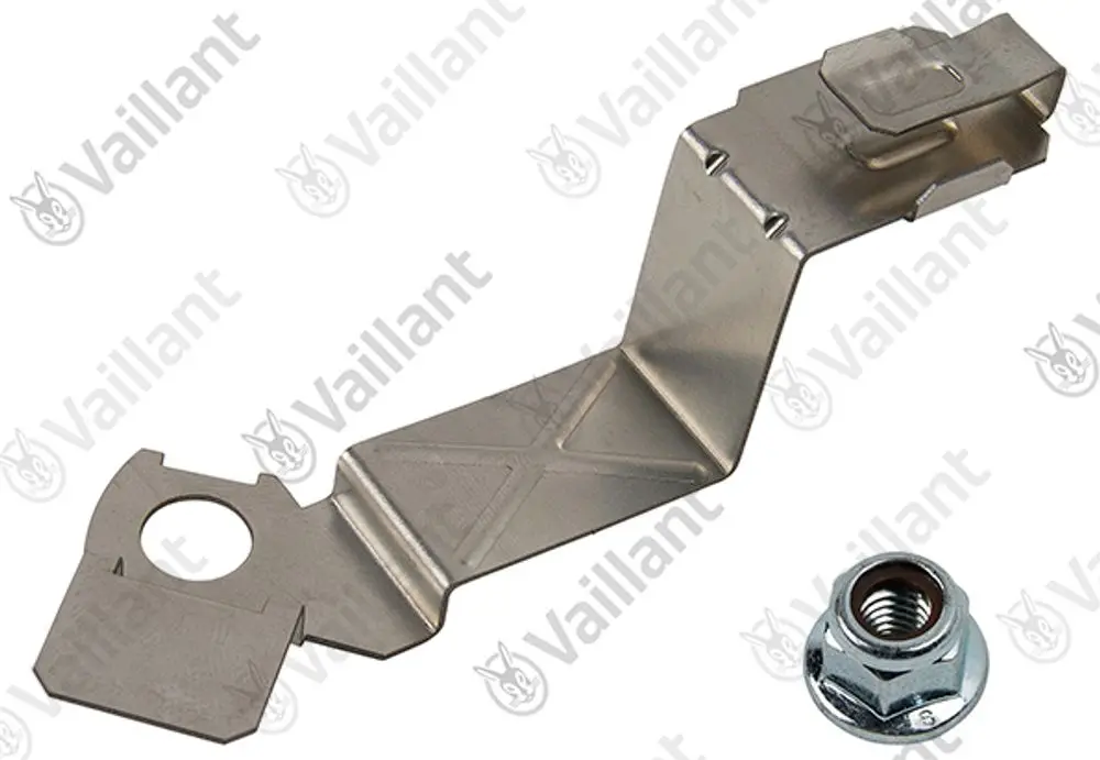 Vaillant Halter für einen Luftkanal mit einer Metallkonstruktion und einer Mutter. Geeignet für verschiedene Modelle der Produktreihe VC 10 bis 30.